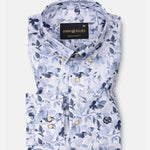 Dyncus Navy Blue Floral Printed Linen Shirt - John Ellies