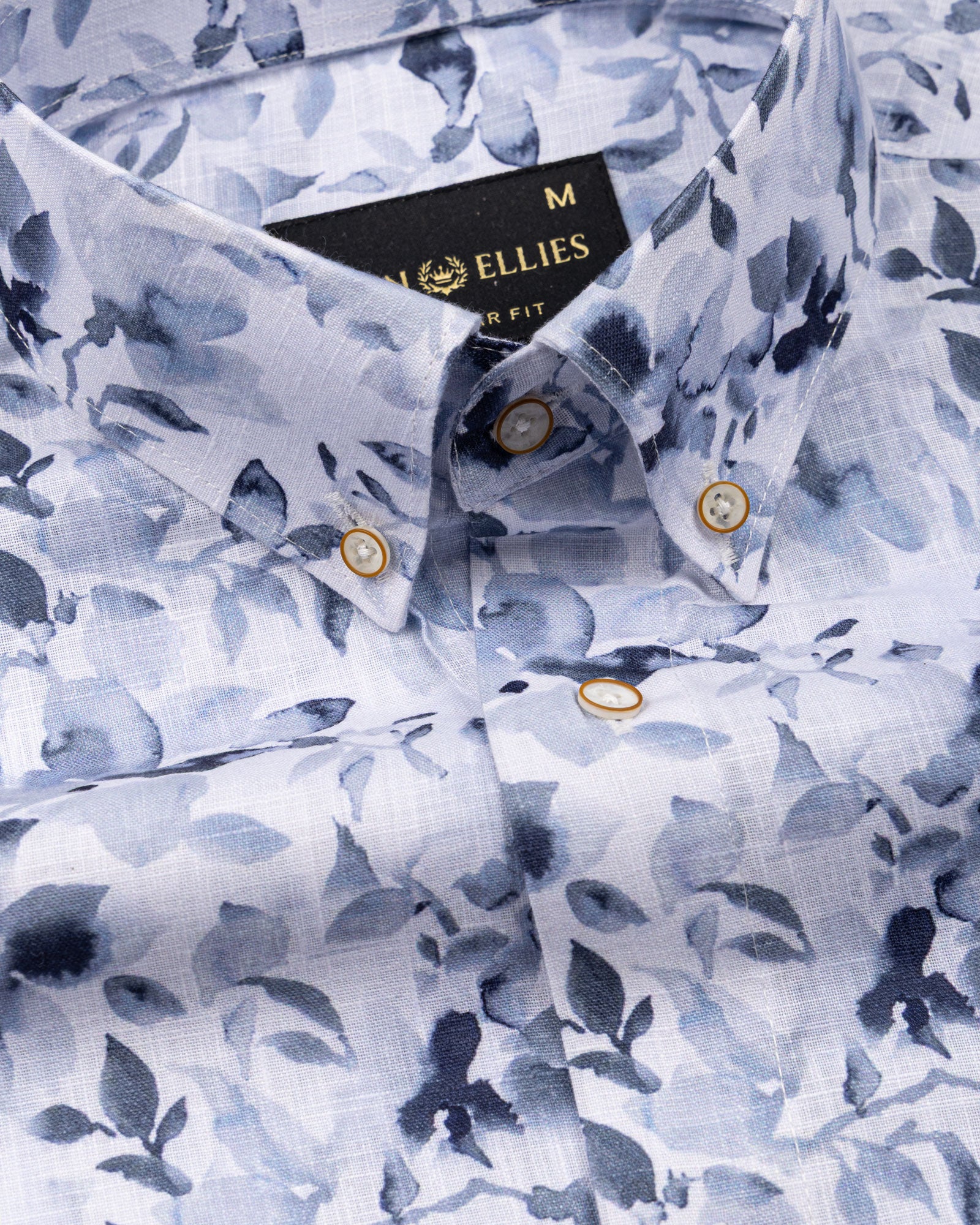 Dyncus Navy Blue Floral Printed Linen Shirt - John Ellies