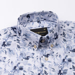 Dyncus Navy Blue Floral Printed Linen Shirt - John Ellies