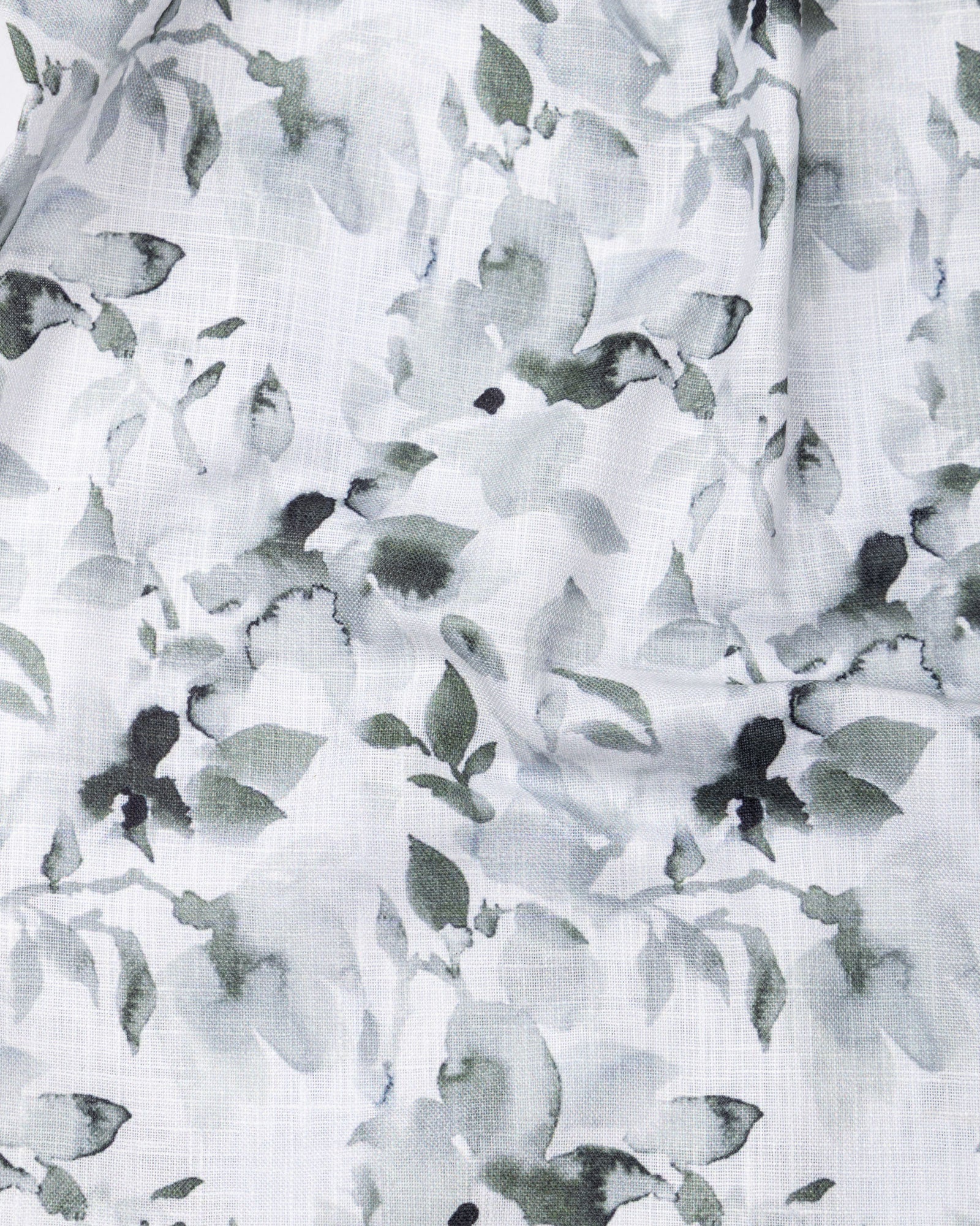 Dyncus Green Floral Printed Linen Shirt - John Ellies