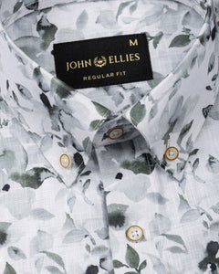 Dyncus Green Floral Printed Linen Shirt - John Ellies