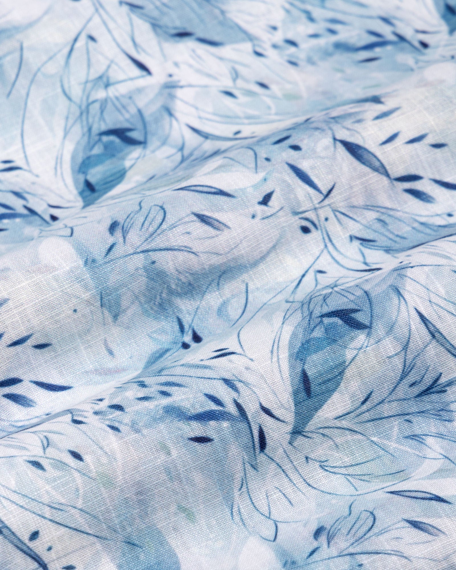 Dyncus Blue Floral Printed Linen Shirt - John Ellies