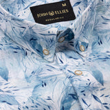 Dyncus Blue Floral Printed Linen Shirt - John Ellies