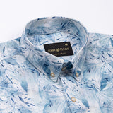 Dyncus Blue Floral Printed Linen Shirt - John Ellies