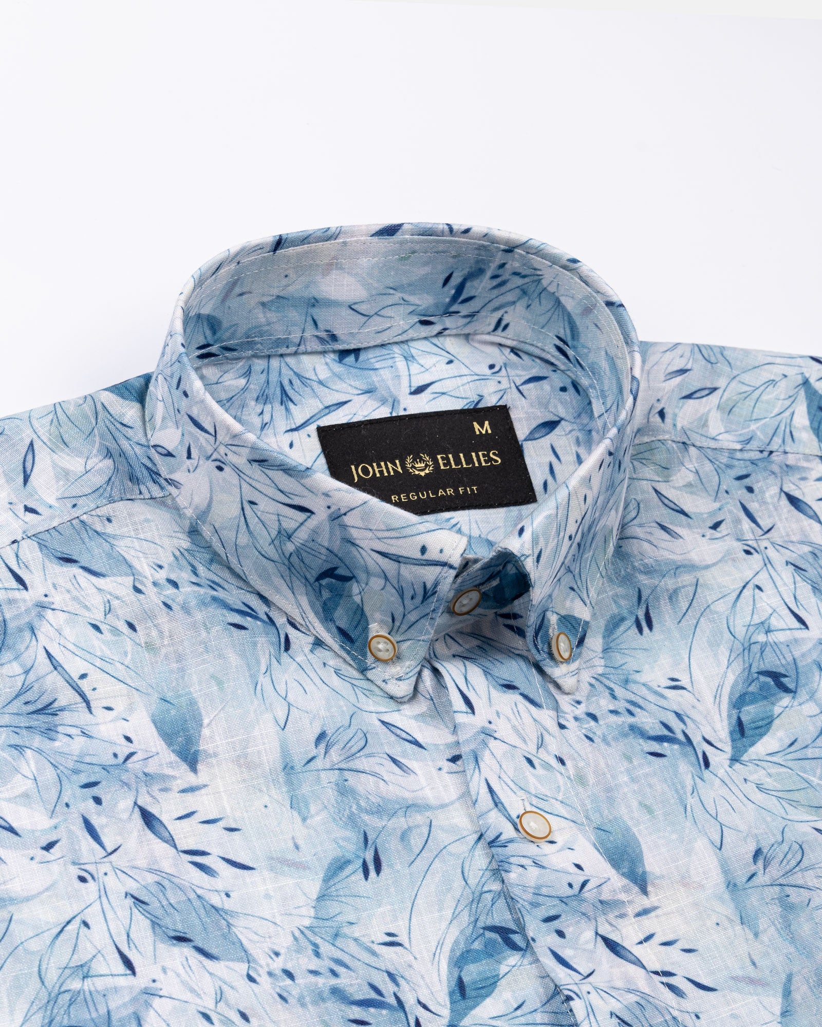 Dyncus Blue Floral Printed Linen Shirt - John Ellies