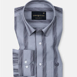 Rownin Grey Cotton Stripes Shirt - John Ellies