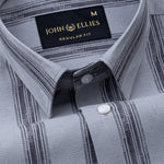Rownin Grey Cotton Stripes Shirt - John Ellies