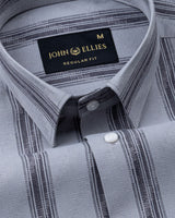 Rownin Grey Cotton Stripes Shirt