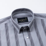 Rownin Grey Cotton Stripes Shirt - John Ellies