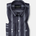 Rownin Charcoal Grey Cotton Stripes Shirt - John Ellies