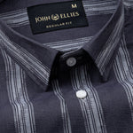 Rownin Charcoal Grey Cotton Stripes Shirt - John Ellies