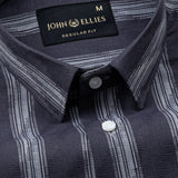 Rownin Charcoal Grey Cotton Stripes Shirt - John Ellies