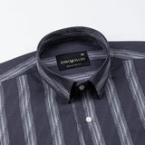 Rownin Charcoal Grey Cotton Stripes Shirt - John Ellies
