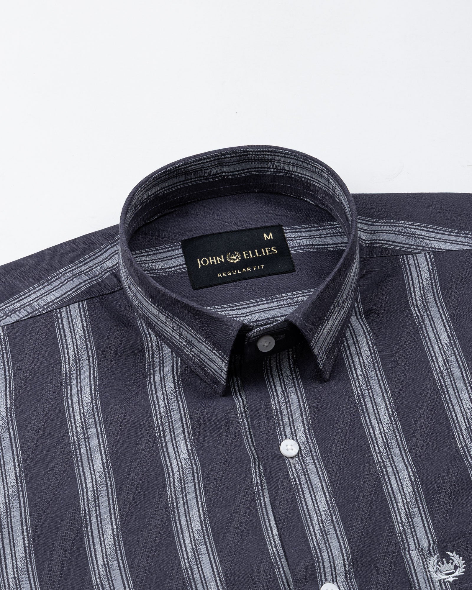 Rownin Charcoal Grey Cotton Stripes Shirt - John Ellies