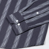 Rownin Charcoal Grey Cotton Stripes Shirt - John Ellies