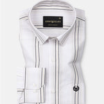 Rownin White Cotton Stripes Shirt - John Ellies