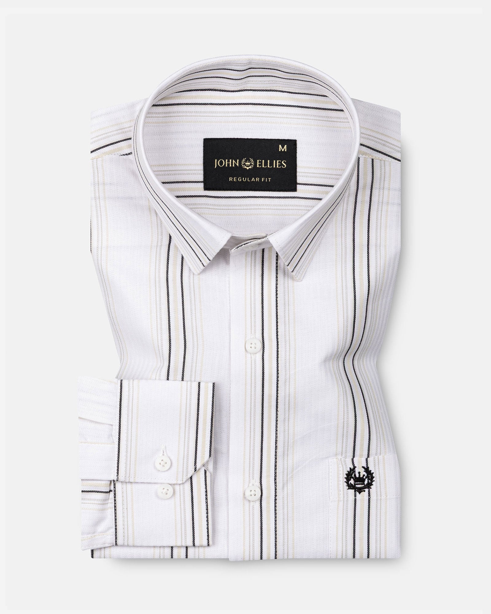 Rownin White Cotton Stripes Shirt - John Ellies