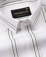 Rownin White Cotton Stripes Shirt