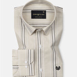 Rownin Beige Cotton Stripes Shirt - John Ellies