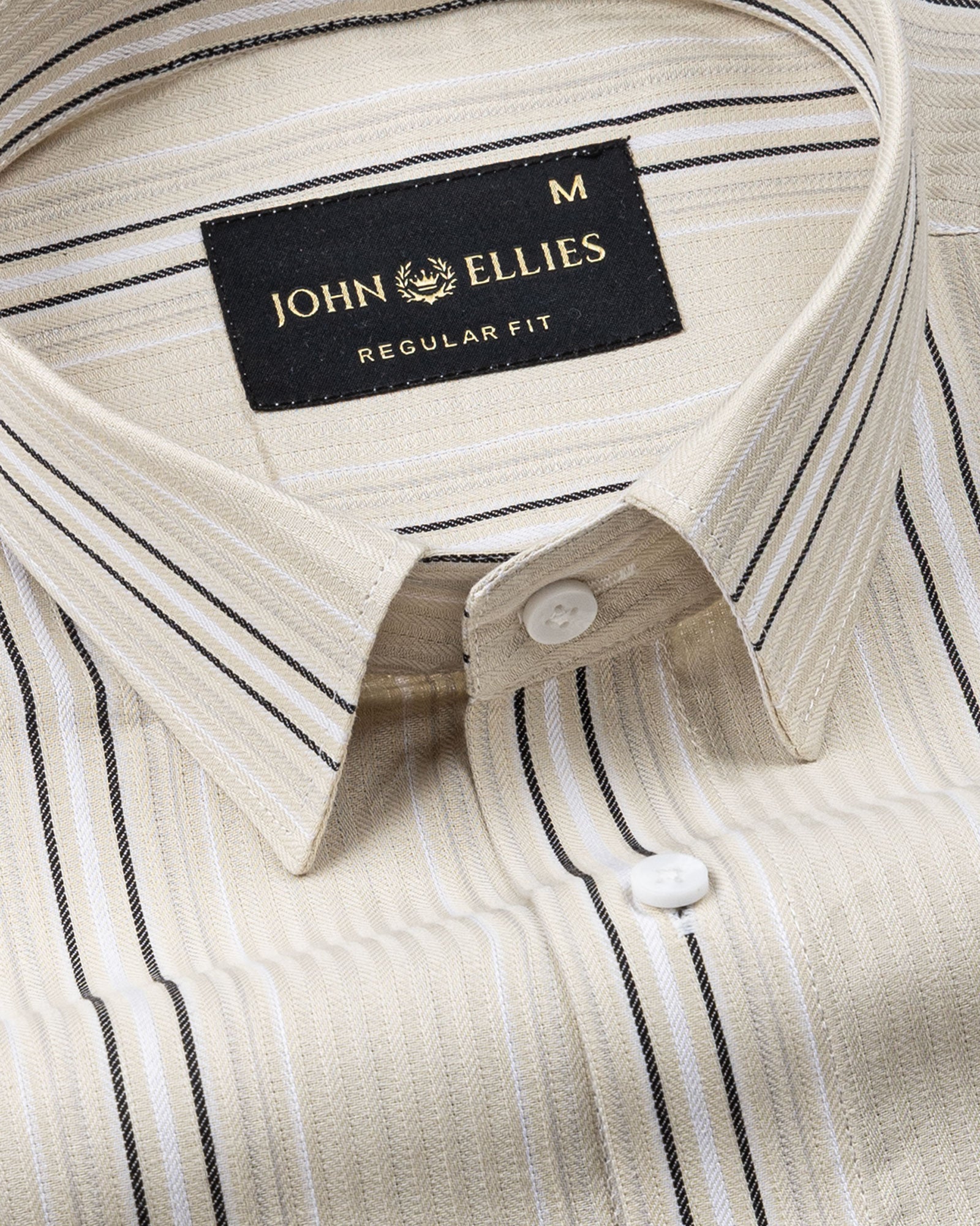 Rownin Beige Cotton Stripes Shirt - John Ellies