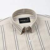 Rownin Beige Cotton Stripes Shirt - John Ellies