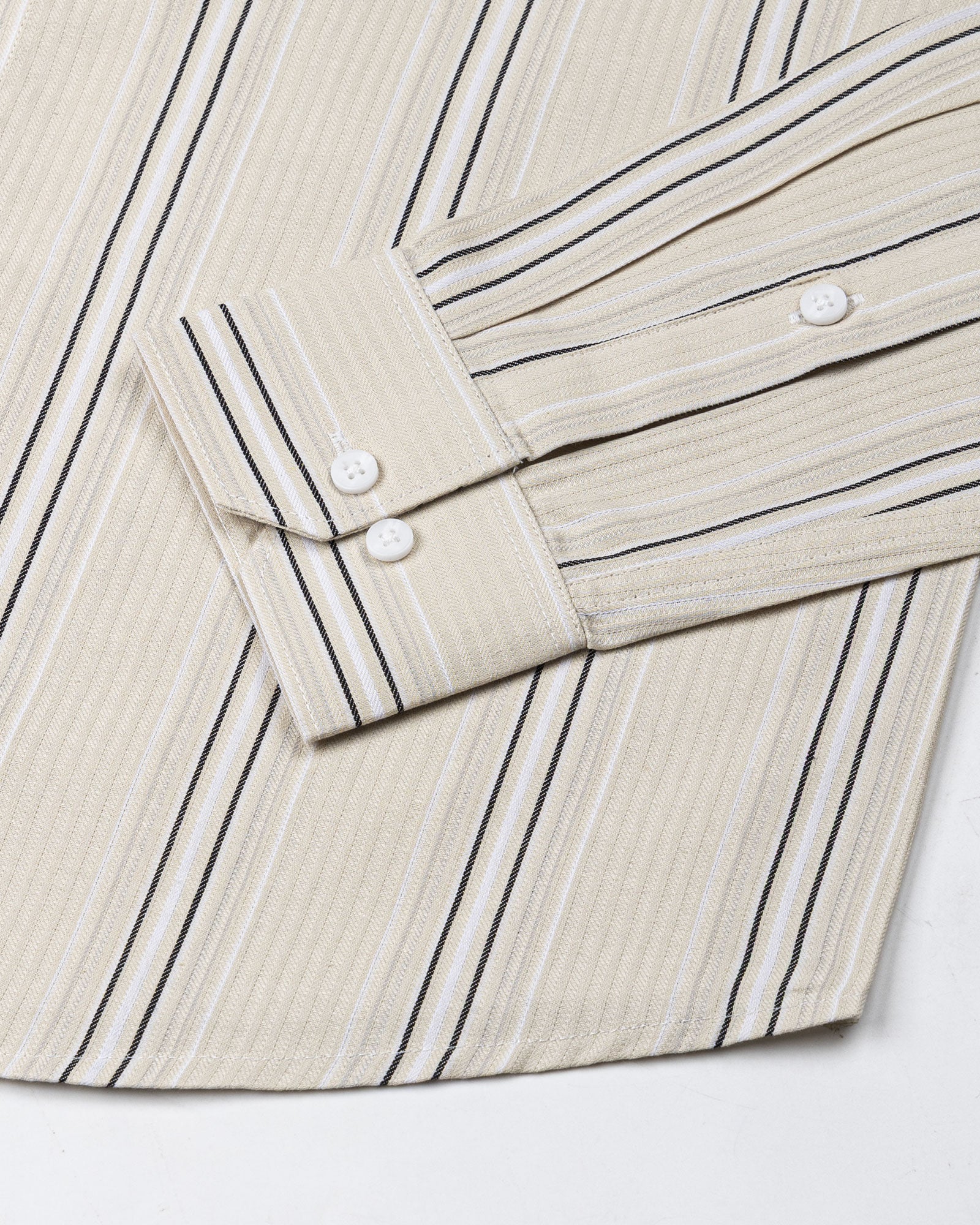 Rownin Beige Cotton Stripes Shirt - John Ellies