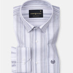 Rownin Silver Cotton Stripes Shirt - John Ellies