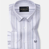Rownin Silver Cotton Stripes Shirt - John Ellies