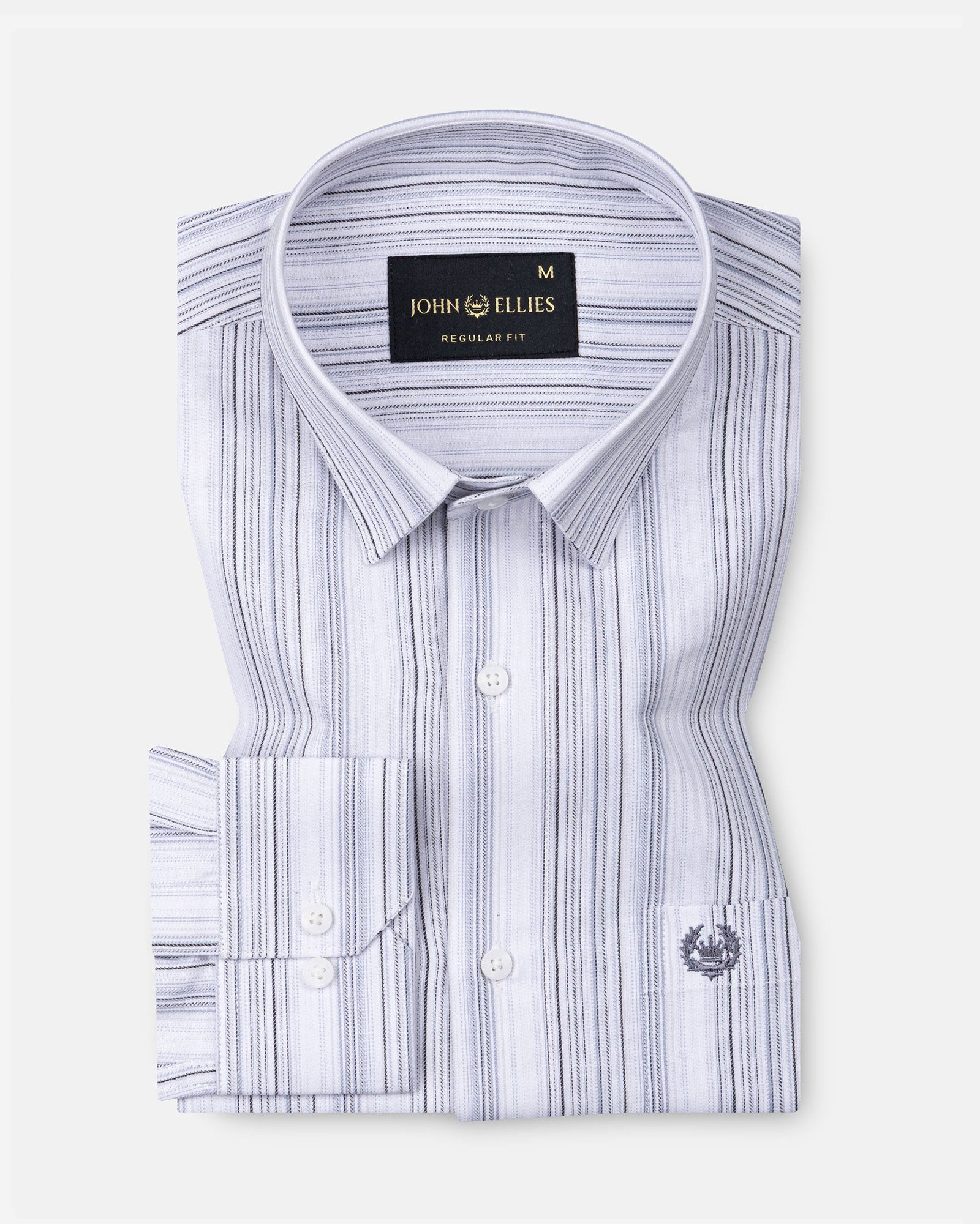 Rownin Silver Cotton Stripes Shirt - John Ellies