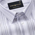 Rownin Silver Cotton Stripes Shirt - John Ellies