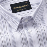 Rownin Silver Cotton Stripes Shirt - John Ellies