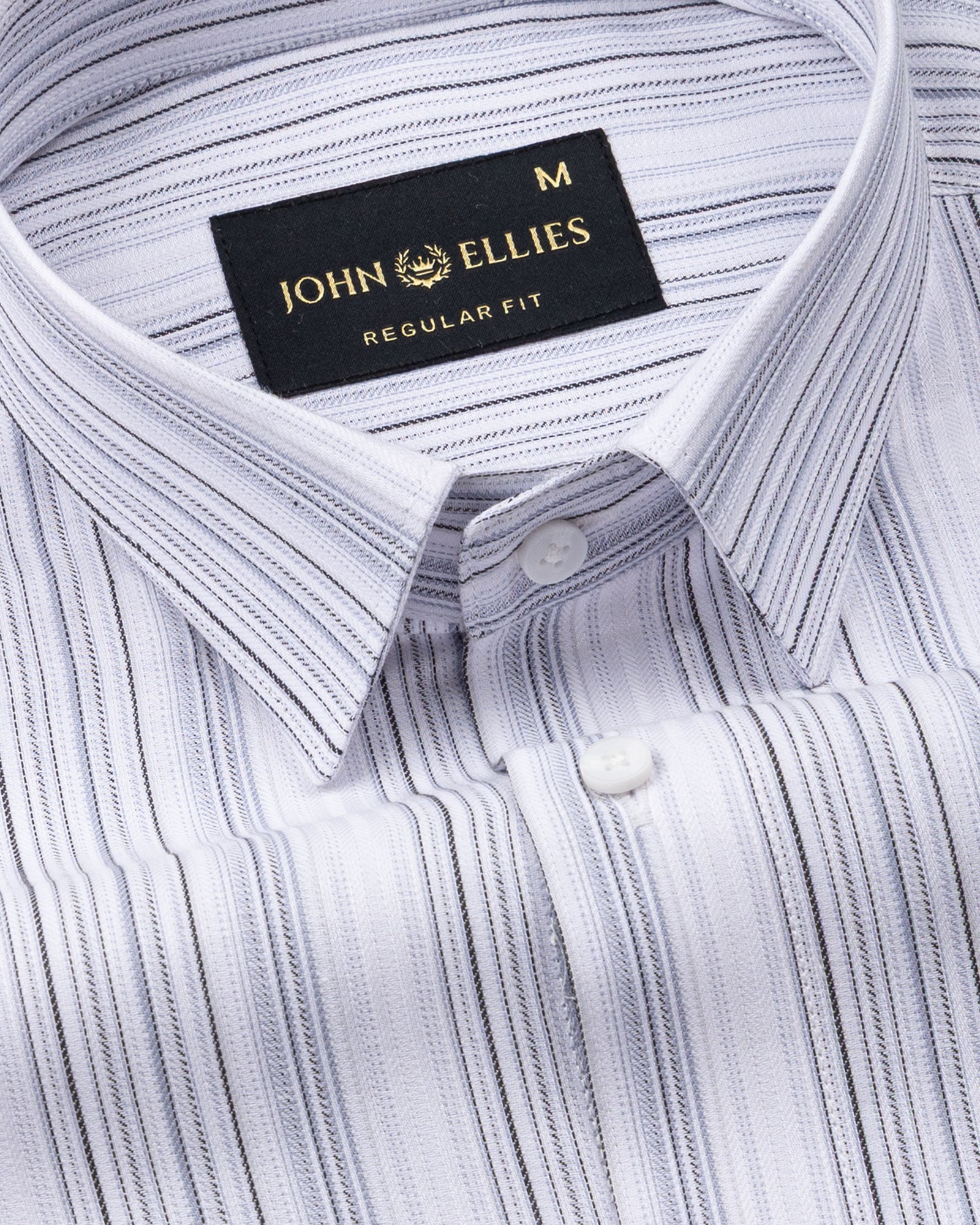 Rownin Silver Cotton Stripes Shirt - John Ellies