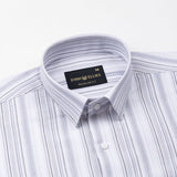 Rownin Silver Cotton Stripes Shirt - John Ellies