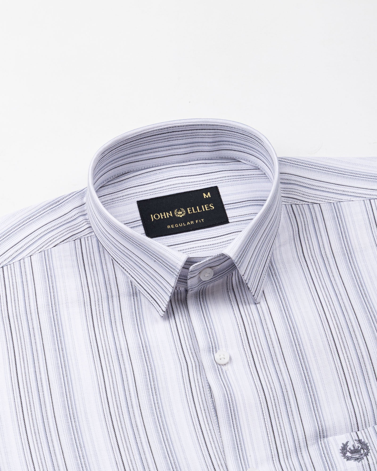 Rownin Silver Cotton Stripes Shirt - John Ellies
