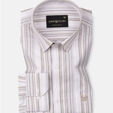 Rownin Brown Cotton Stripes Shirt - John Ellies