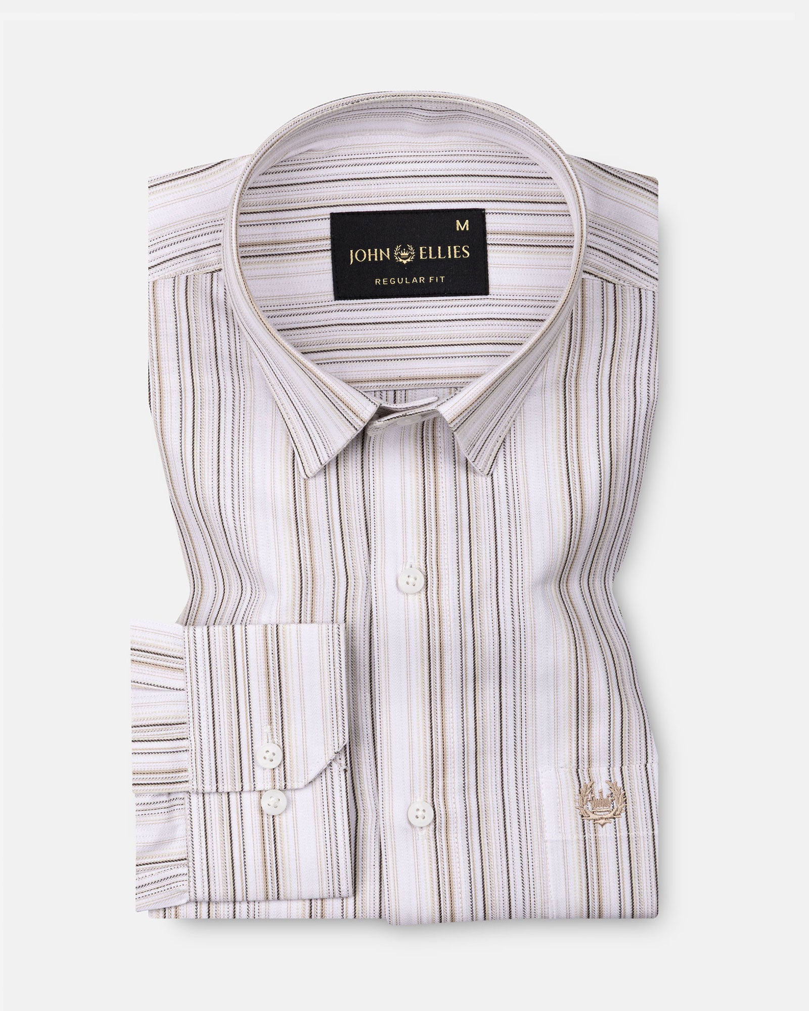 Rownin Brown Cotton Stripes Shirt - John Ellies