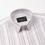 Rownin Brown Cotton Stripes Shirt - John Ellies