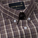 Aethar Brown Check Button Down Cotton Shirt - John Ellies