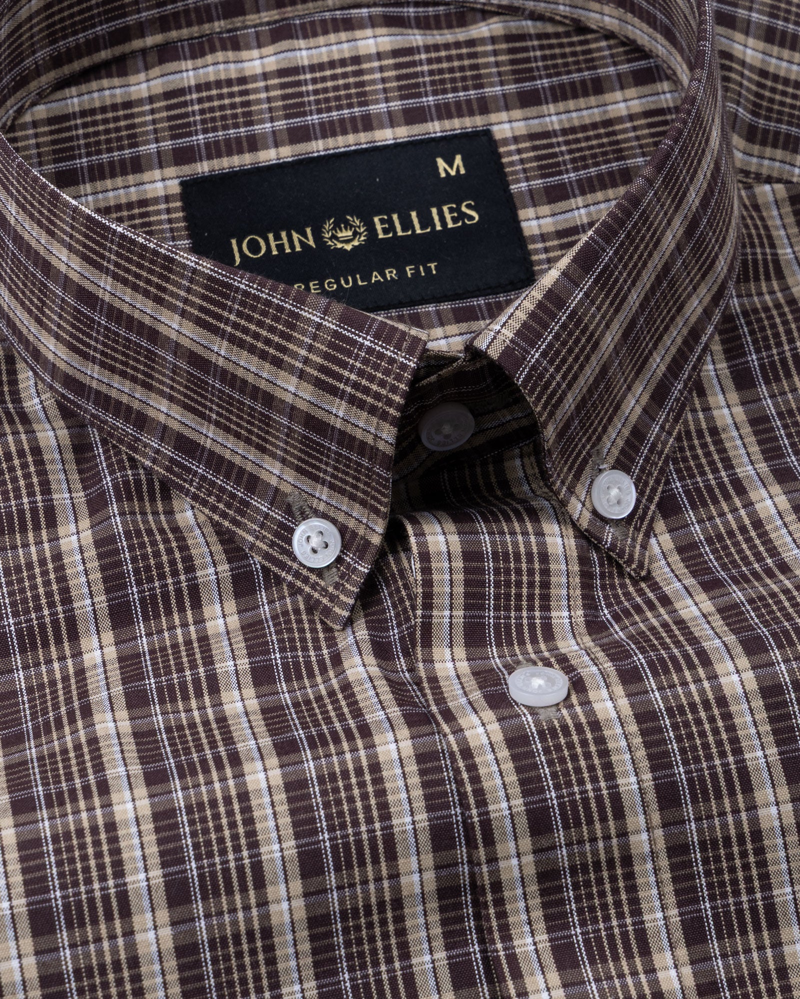 Aethar Brown Check Button Down Cotton Shirt - John Ellies