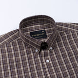 Aethar Brown Check Button Down Cotton Shirt - John Ellies