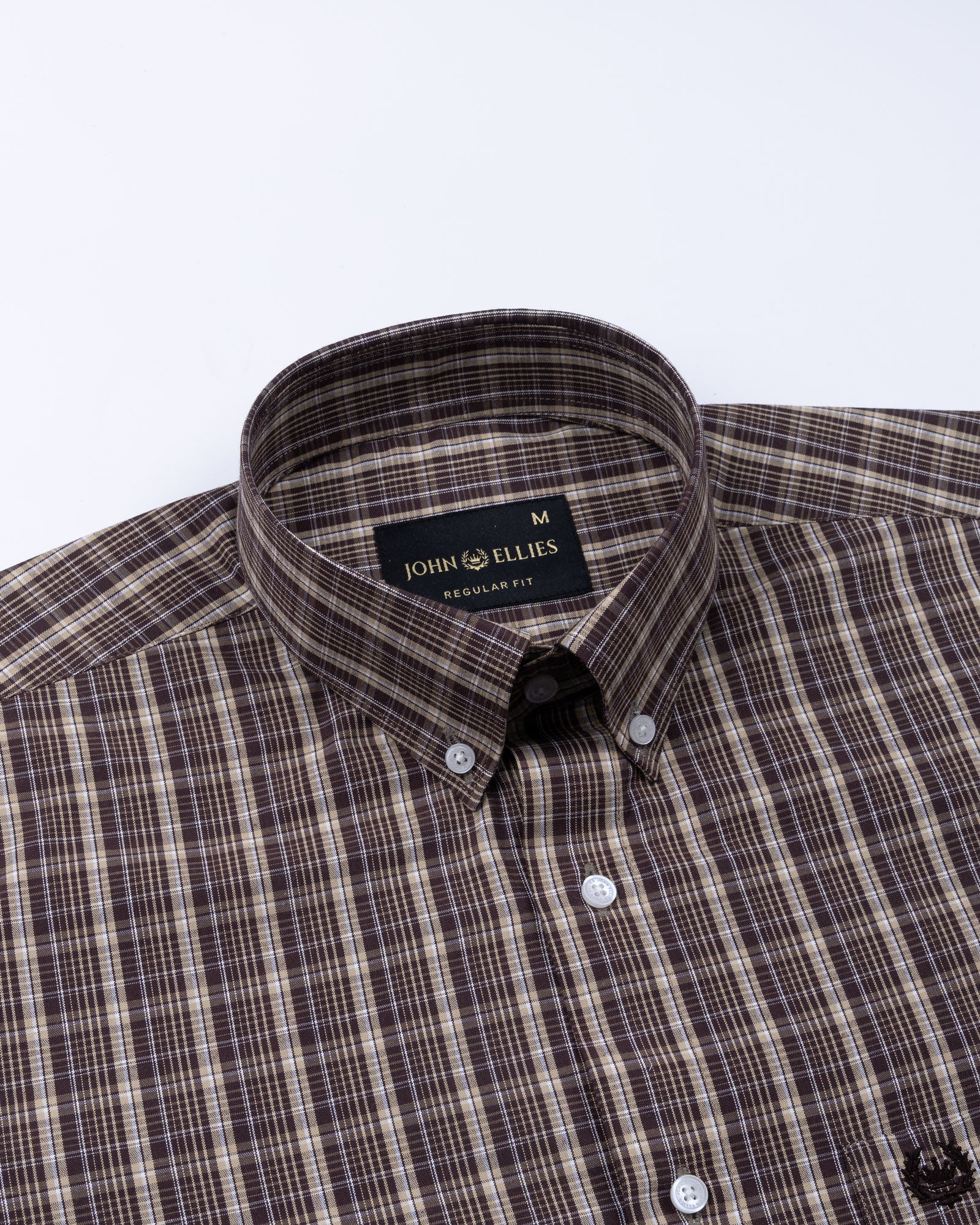 Aethar Brown Check Button Down Cotton Shirt - John Ellies