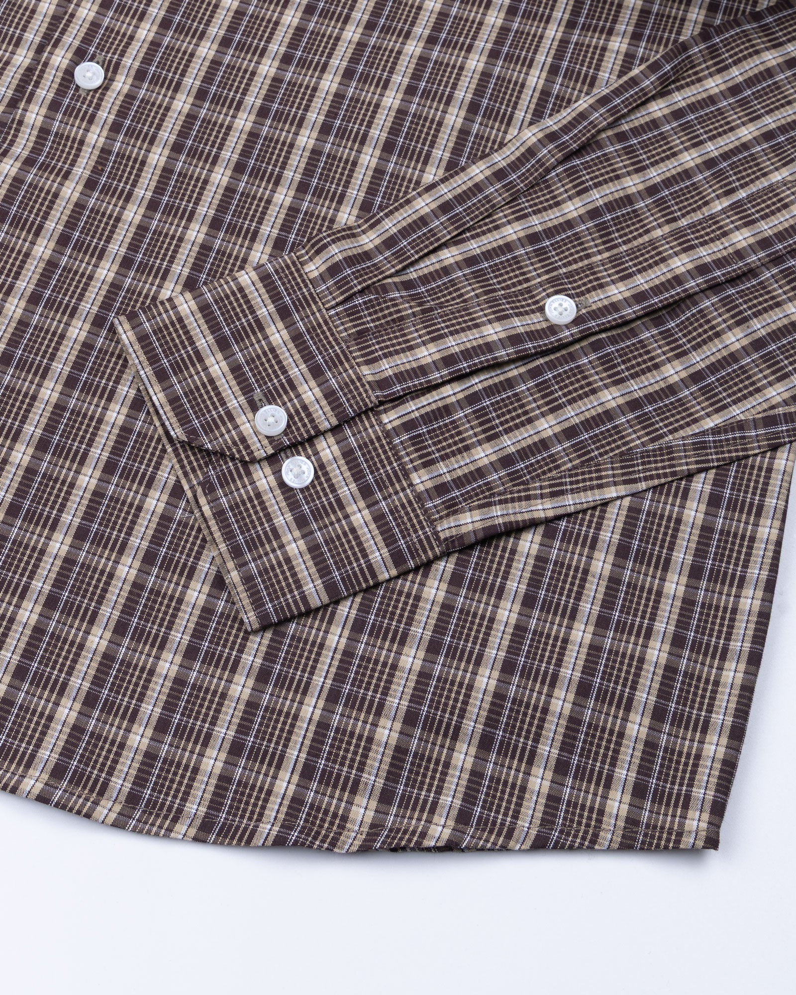 Aethar Brown Check Button Down Cotton Shirt - John Ellies