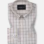 Aethar Beige Check Button Down Cotton Shirt - John Ellies