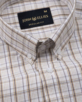 Aethar Beige Check Button Down Cotton Shirt