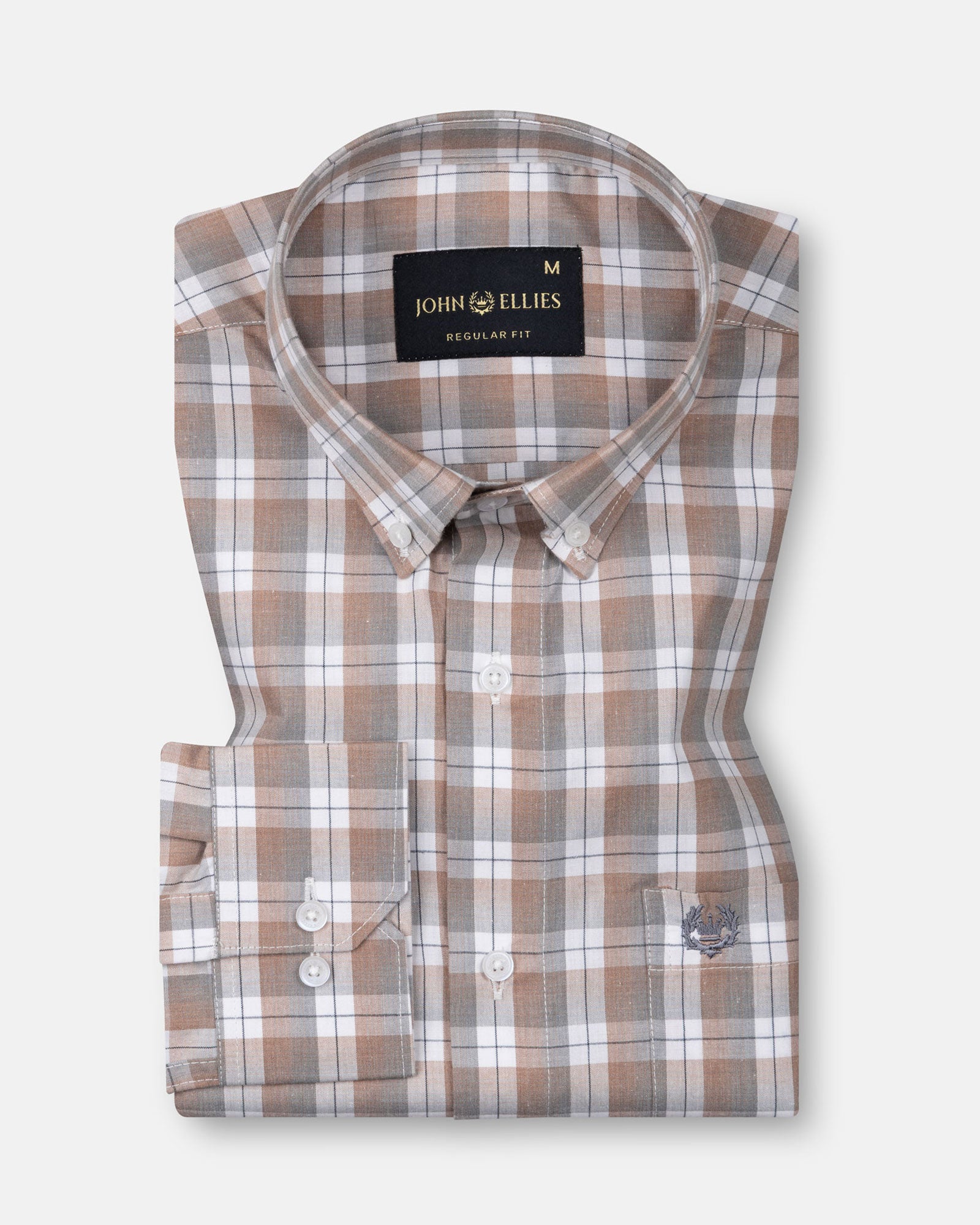 Aethar Orange Check Button Down Cotton Shirt - John Ellies