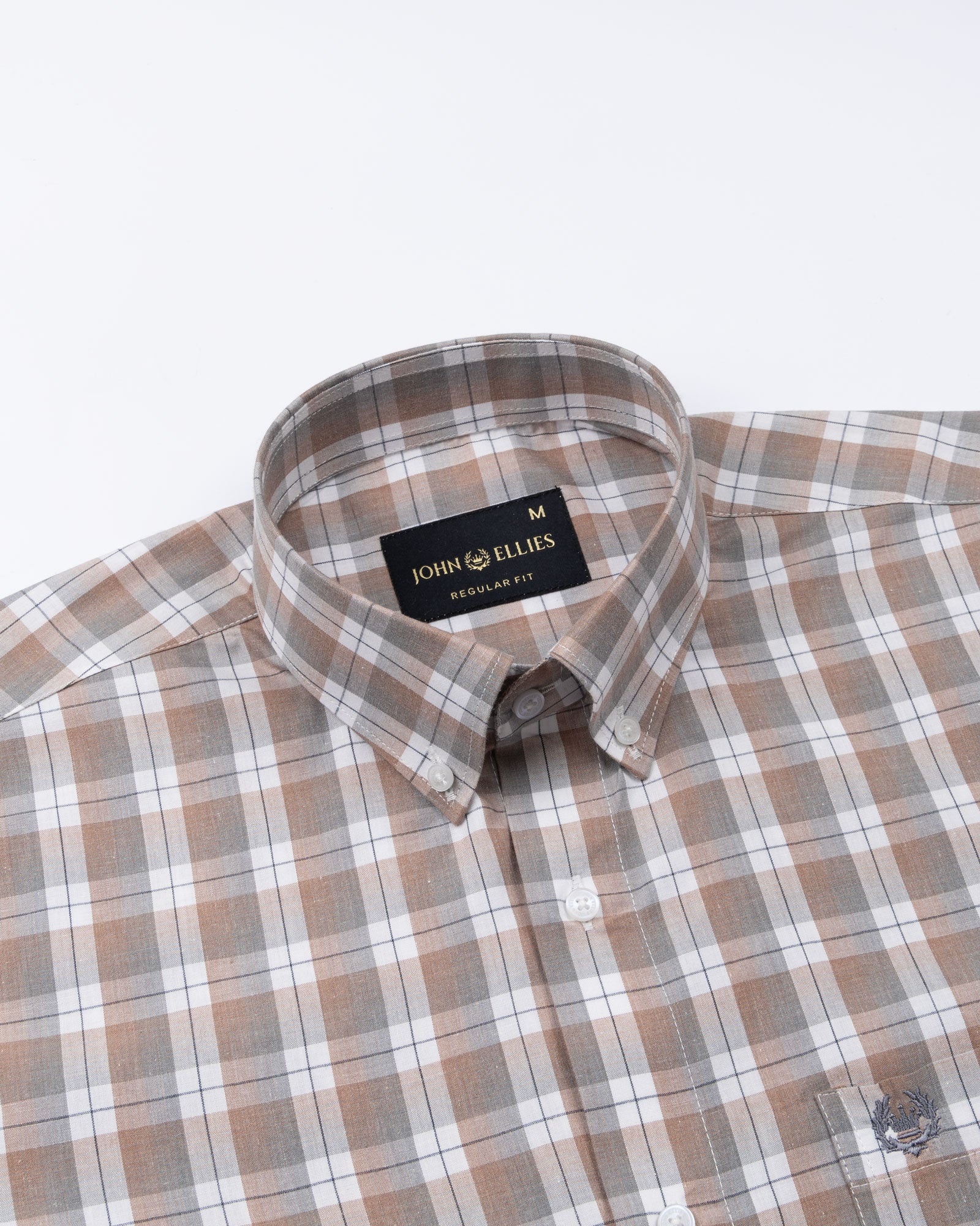 Aethar Orange Check Button Down Cotton Shirt - John Ellies