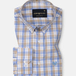 Aethar Blue Check Button Down Cotton Shirt - John Ellies