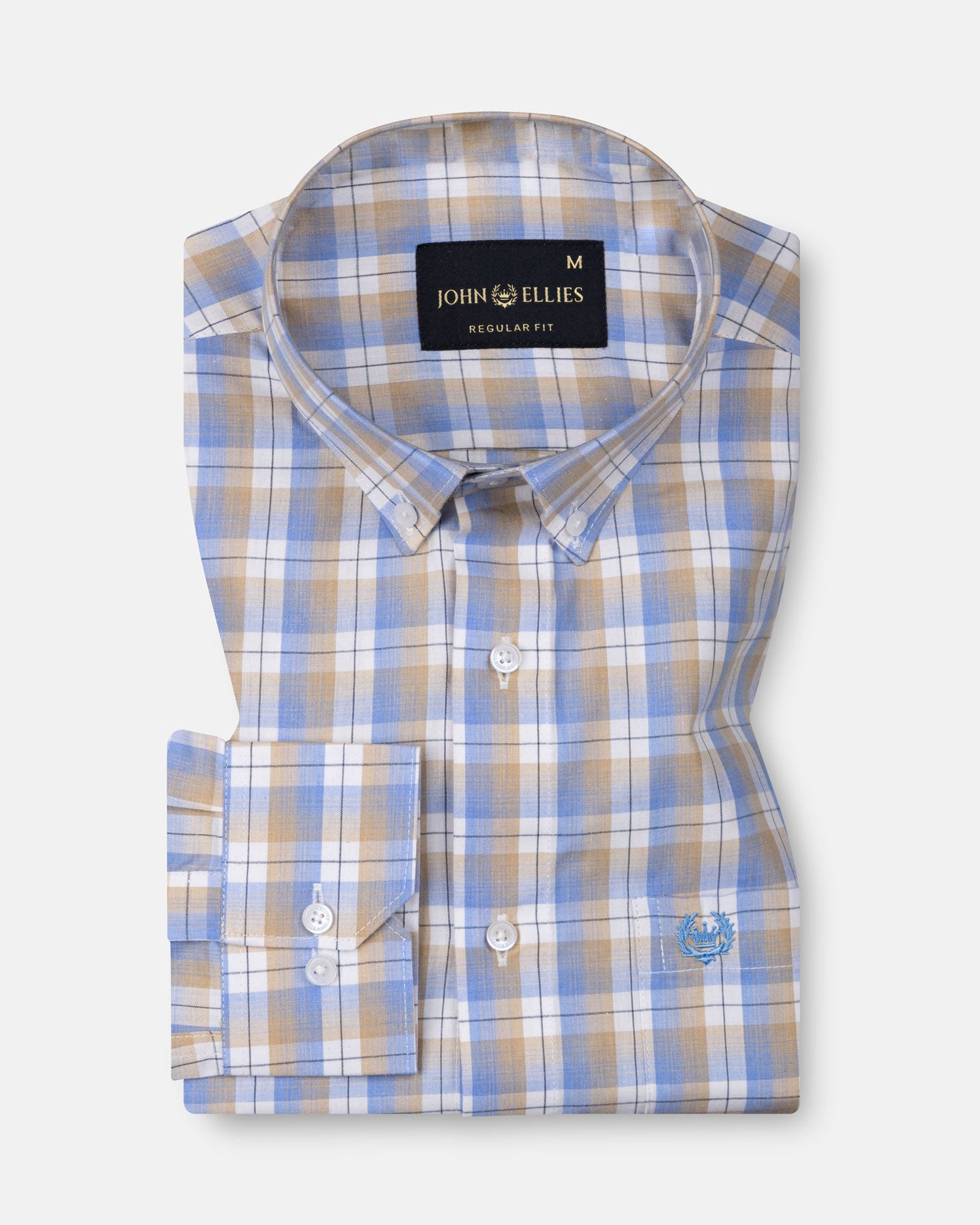 Aethar Blue Check Button Down Cotton Shirt - John Ellies
