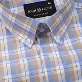 Aethar Blue Check Button Down Cotton Shirt - John Ellies