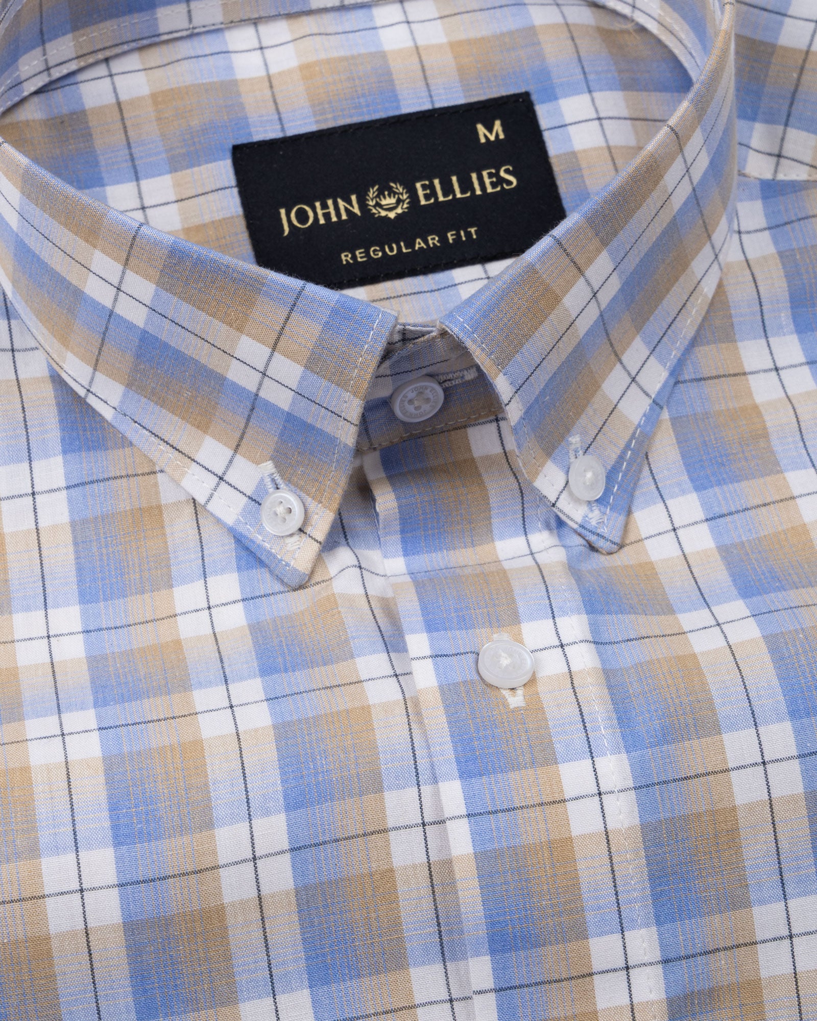 Aethar Blue Check Button Down Cotton Shirt - John Ellies